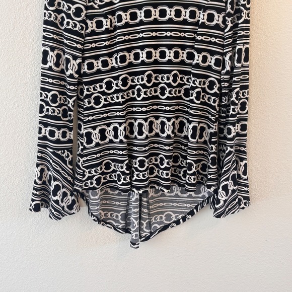 Joseph Ribkoff‎ Womens Chain Print Bell Sleeve Tunic Top Size 12 Nautical - Picture 5 of 8